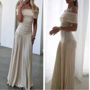 Lioness Cream Off-Shoulder Maxi Dress